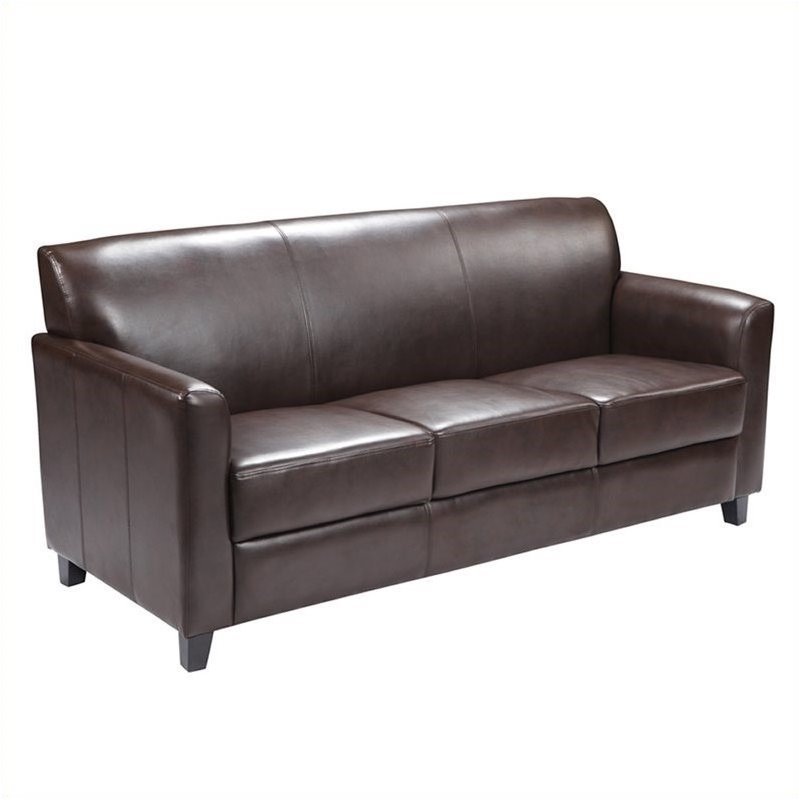 Bowery Hill Diplomat Leather Sofa in Brown