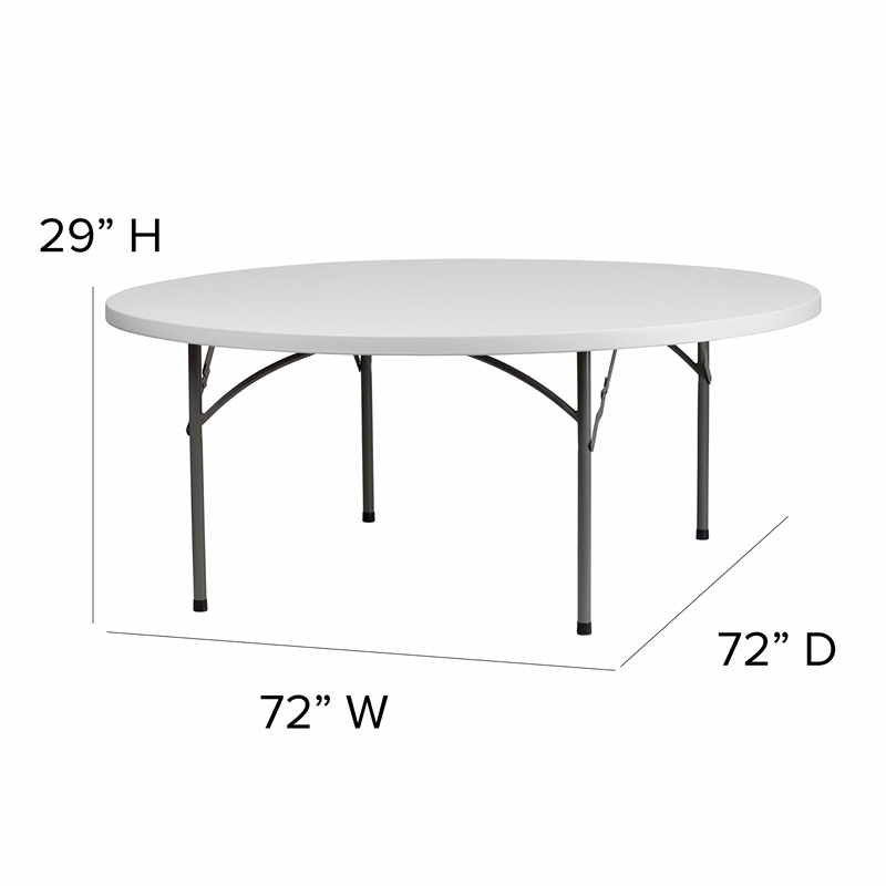Bowery Hill Metal/Plastic Locking Legs Round Folding Table in Granite White