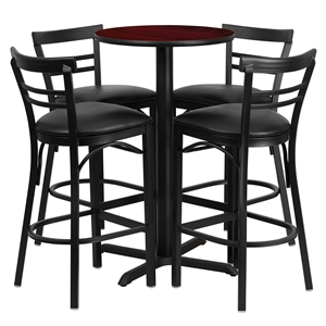 Bowery Hill 5 Piece Round Table Set in Mahogany and Black