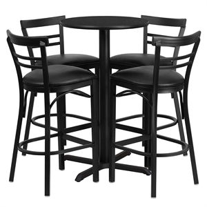 Bowery Hill 5 Piece Round Laminate Table Set in Black