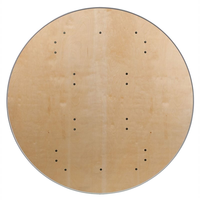 Bowery Hill Round Birchwood Folding Banquet Table in Silver