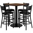 Bowery Hill 5 Piece Square Table Set in Walnut and Black
