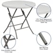 Bowery Hill Metal/Plastic Non-Locking Legs Round Folding Table in Granite White