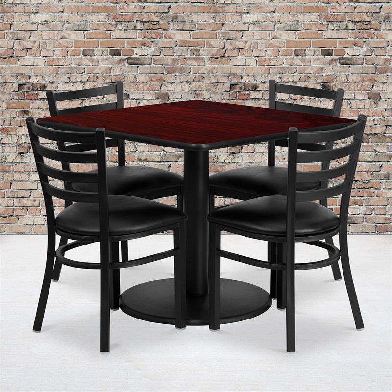 Bowery Hill 5 Piece Square Table Set in Black and Mahogany