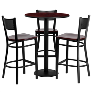 Bowery Hill 4 Piece Round Table Set in Mahogany and Black