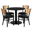 Bowery Hill 5 Piece Round Laminate Table Set in Black and Natural