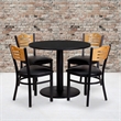 Bowery Hill 5 Piece Round Laminate Table Set in Black and Natural