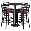 Bowery Hill 5 Piece Round Table Set in Black and Burgundy
