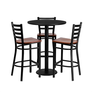 Bowery Hill 5 Piece Round Laminate Table Set in Black and Cherry