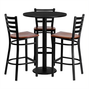 bowery hill 5 piece round laminate table set in black and cherry