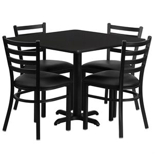 Bowery Hill 5 Piece Square Laminate Table Set in Black