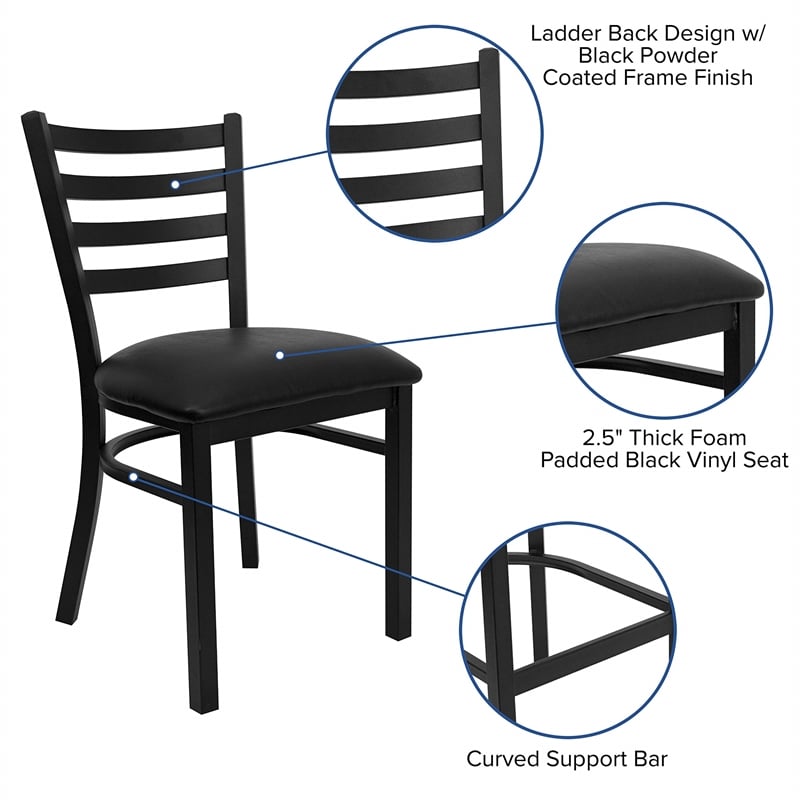 Bowery Hill 5 Piece Square Laminate Table Set in Black