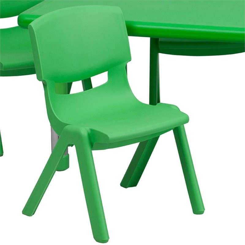 Bowery Hill 5 Piece Plastic/Steel Rectangular Activity Table Set in Green