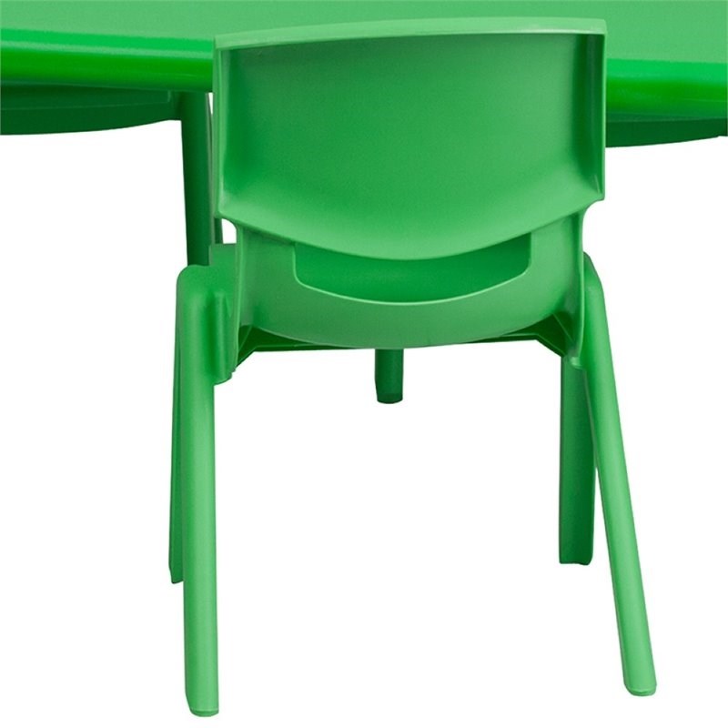 Bowery Hill 5 Piece Plastic/Steel Rectangular Activity Table Set in Green