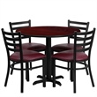 Bowery Hill 5 Piece Laminate Table Set Mahogany and Burgundy
