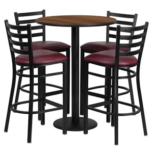 Bowery Hill 5 Piece Round Table Set in Walnut and Black