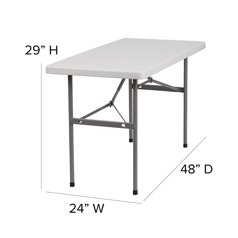 Bowery Hill Granite Plastic Folding Table in White