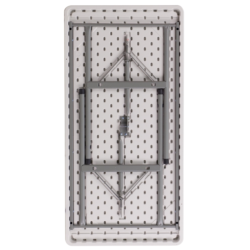 Bowery Hill Granite Plastic Folding Table in White
