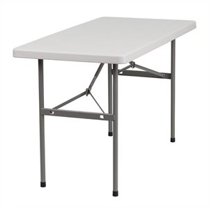 bowery hill granite plastic folding table in white