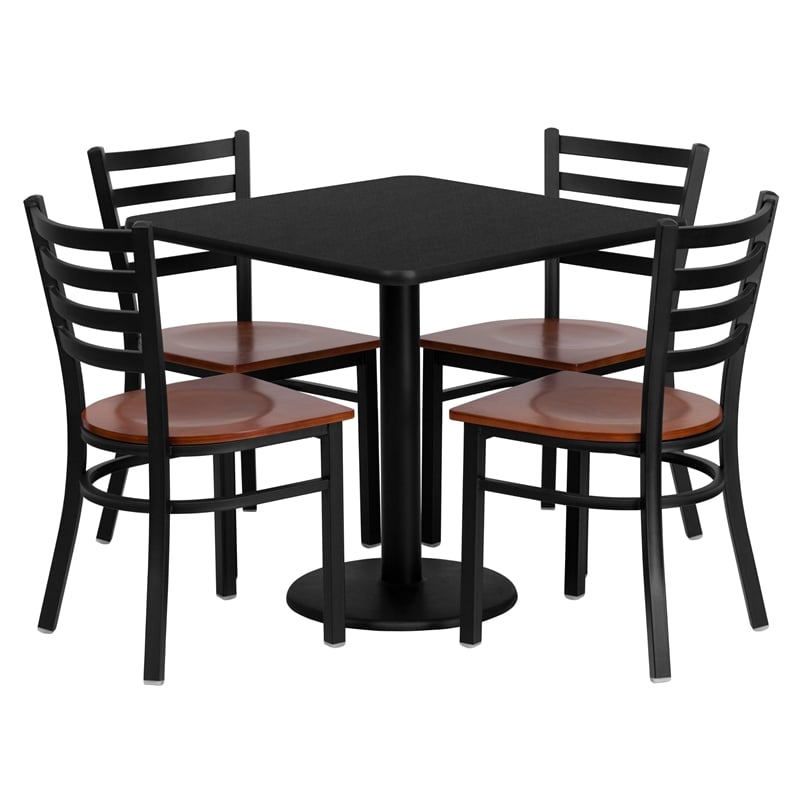 Bowery Hill 5 Piece Square Laminate Table Set in Black