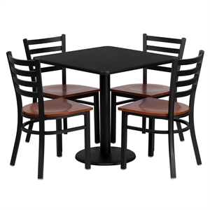 Bowery Hill 5 Piece Square Laminate Table Set in Black