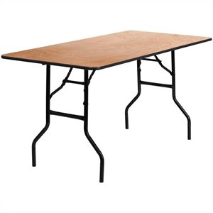 bowery hill rectangular folding banquet table in black