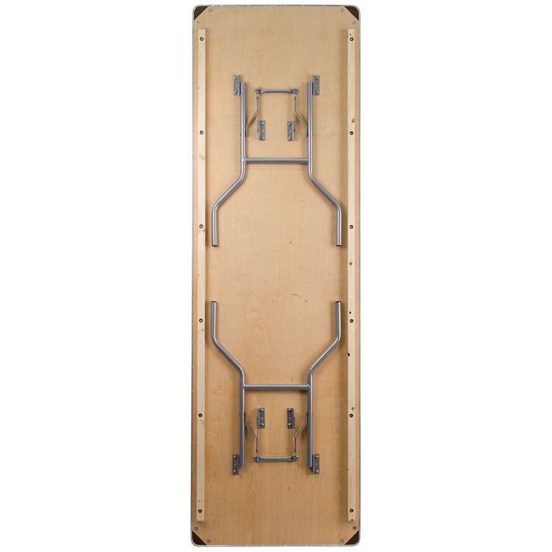 Bowery Hill Rectangular Birchwood Folding Banquet Table in Silver