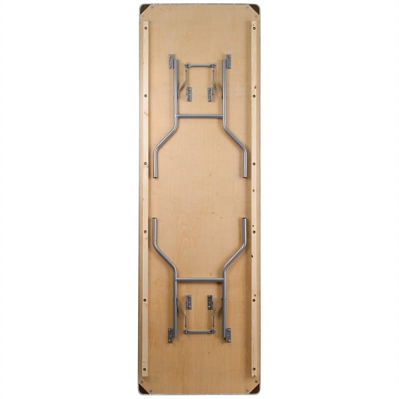 Bowery Hill Rectangular Birchwood Folding Banquet Table in Silver