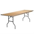 Bowery Hill Rectangular Birchwood Folding Banquet Table in Silver