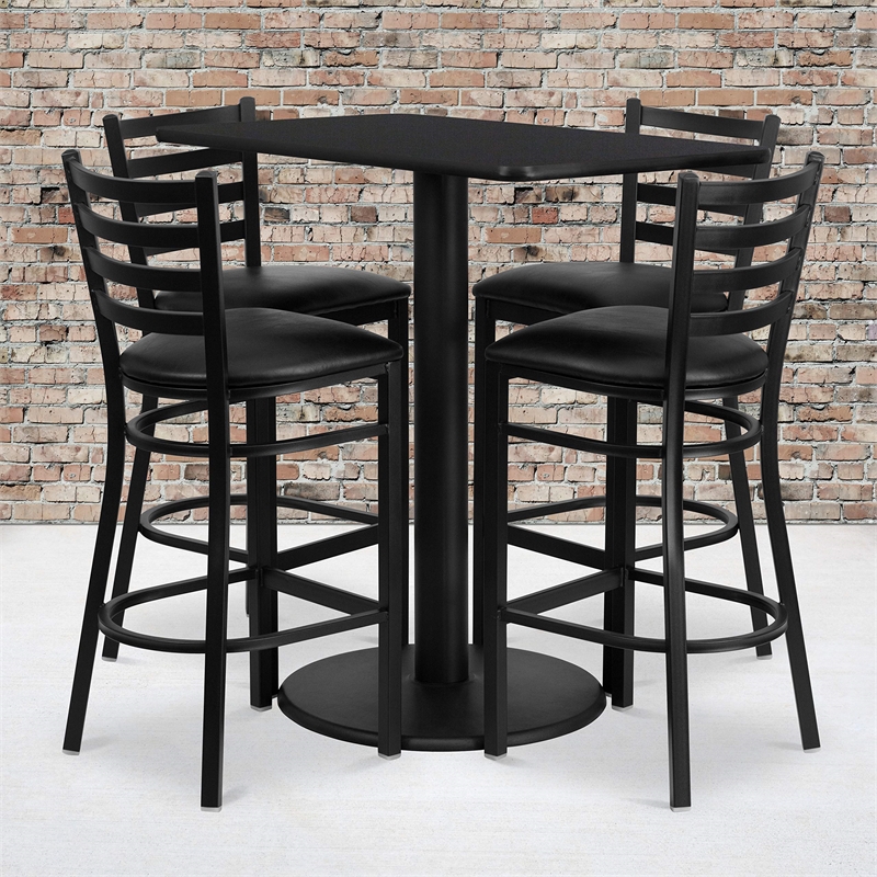 Bowery Hill 5 Piece Rectangular Laminate Table Set in Black