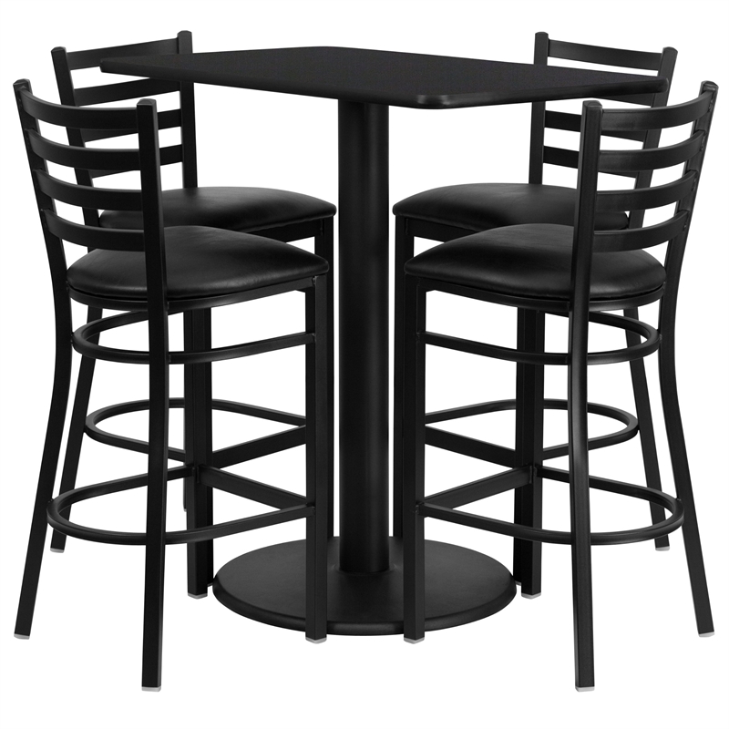 Bowery Hill 5 Piece Rectangular Laminate Table Set in Black
