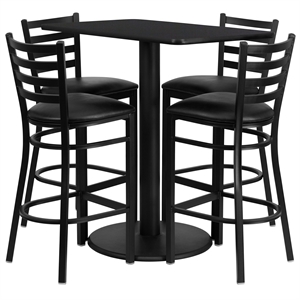 Bowery Hill 5 Piece Rectangular Laminate Table Set in Black