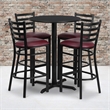 Bowery Hill 5 Piece Round Table Set in Black and Burgundy