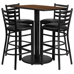 Bowery Hill 5 Piece Rectangular Table Set in Black and Walnut