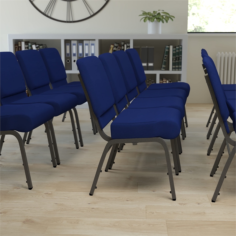 Bowery Hill Stacking Church Stacking Guest Chair in Navy