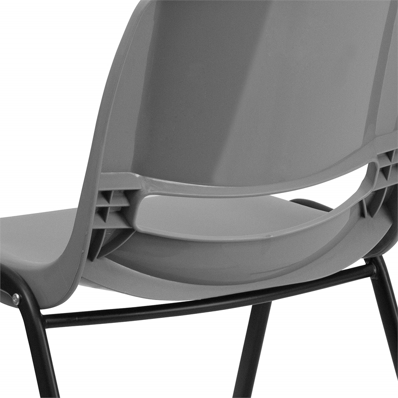 Bowery Hill Ergonomic Shell Stacking Chair in Gray