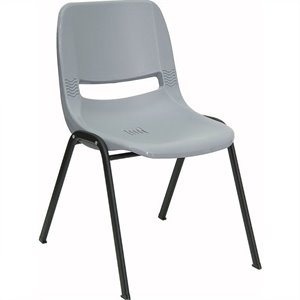 bowery hill ergonomic shell stacking chair in gray