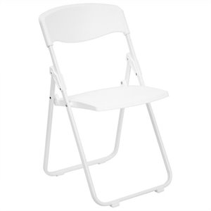 bowery hill plastic folding chair in white