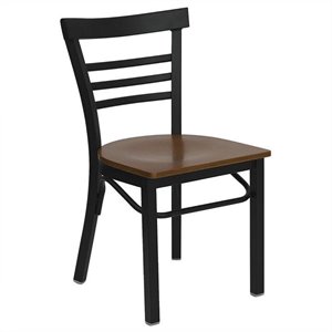 bowery hill black ladder back dining chair in cherry