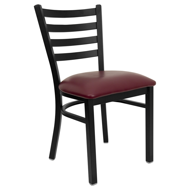 Bowery Hill Contemporary Metal Dining Chair in Burgundy Red/Black