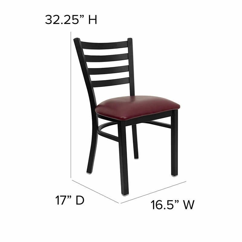 Bowery Hill Contemporary Metal Dining Chair in Burgundy Red/Black