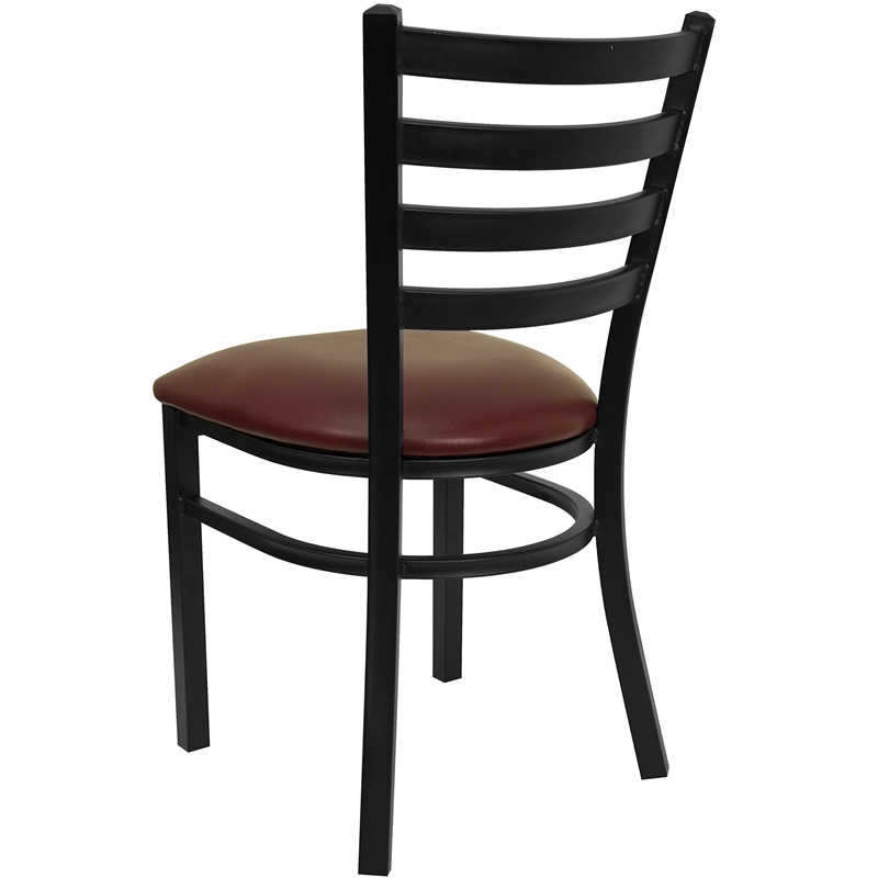 Bowery Hill Contemporary Metal Dining Chair in Burgundy Red/Black