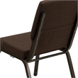 Bowery Hill Fabric Church Stacking Chair in Brown and Goldvein