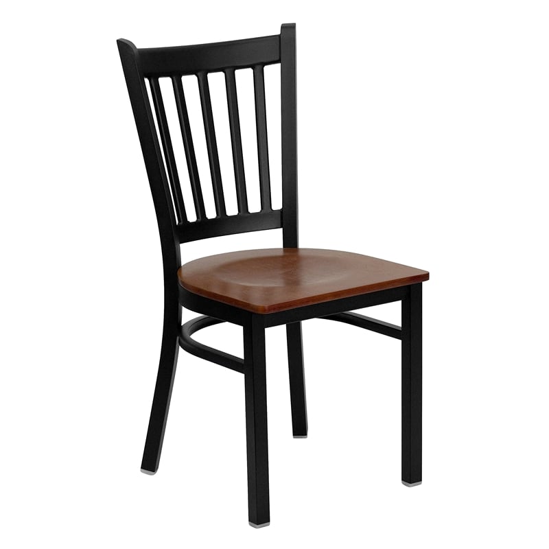 Bowery Hill Black Back Metal Dining Chair in Cherry