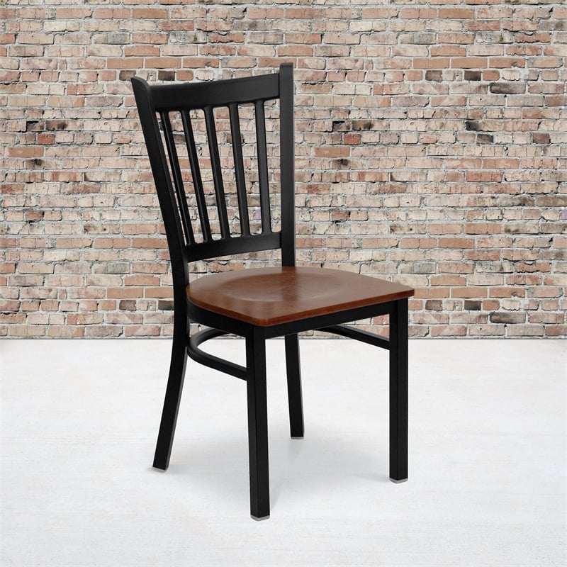 Bowery Hill Black Back Metal Dining Chair in Cherry