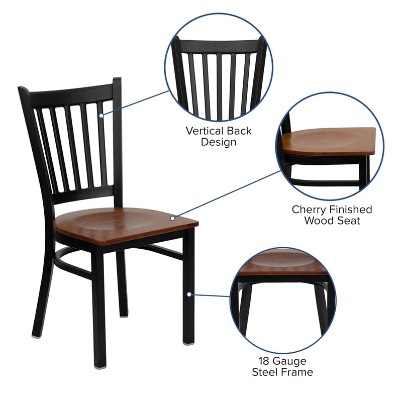 Bowery Hill Black Back Metal Dining Chair in Cherry