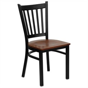 bowery hill black back metal dining chair in cherry