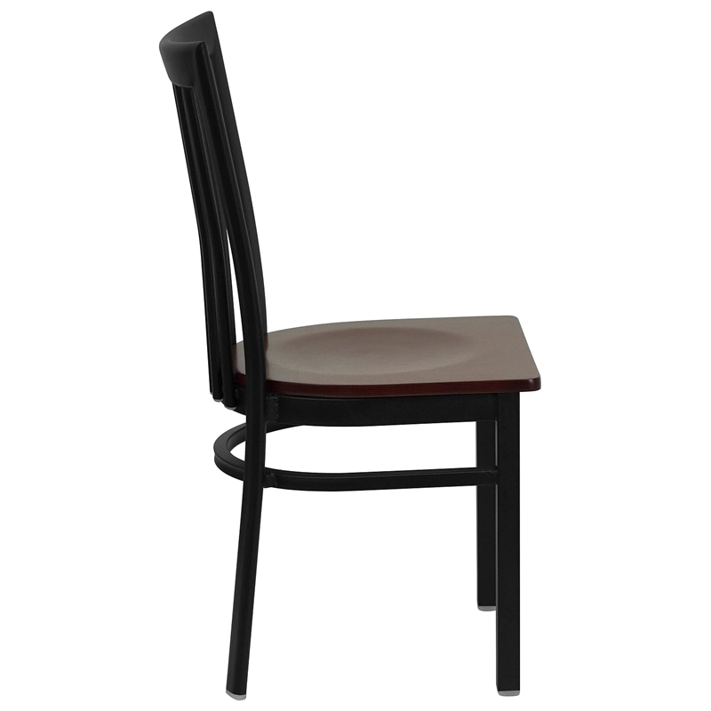Bowery Hill Black Back Metal Dining Chair in Mahogany