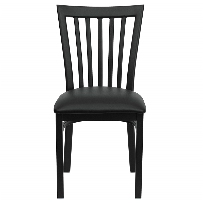 Bowery Hill Industrial Vinyl/Metal School House Back Dining Chair in Black