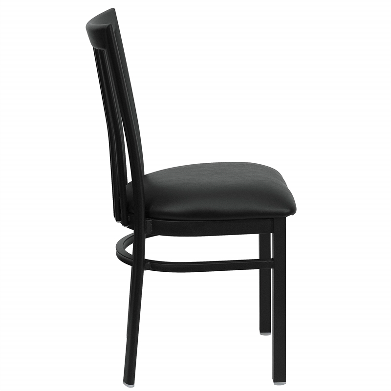 Bowery Hill Industrial Vinyl/Metal School House Back Dining Chair in Black
